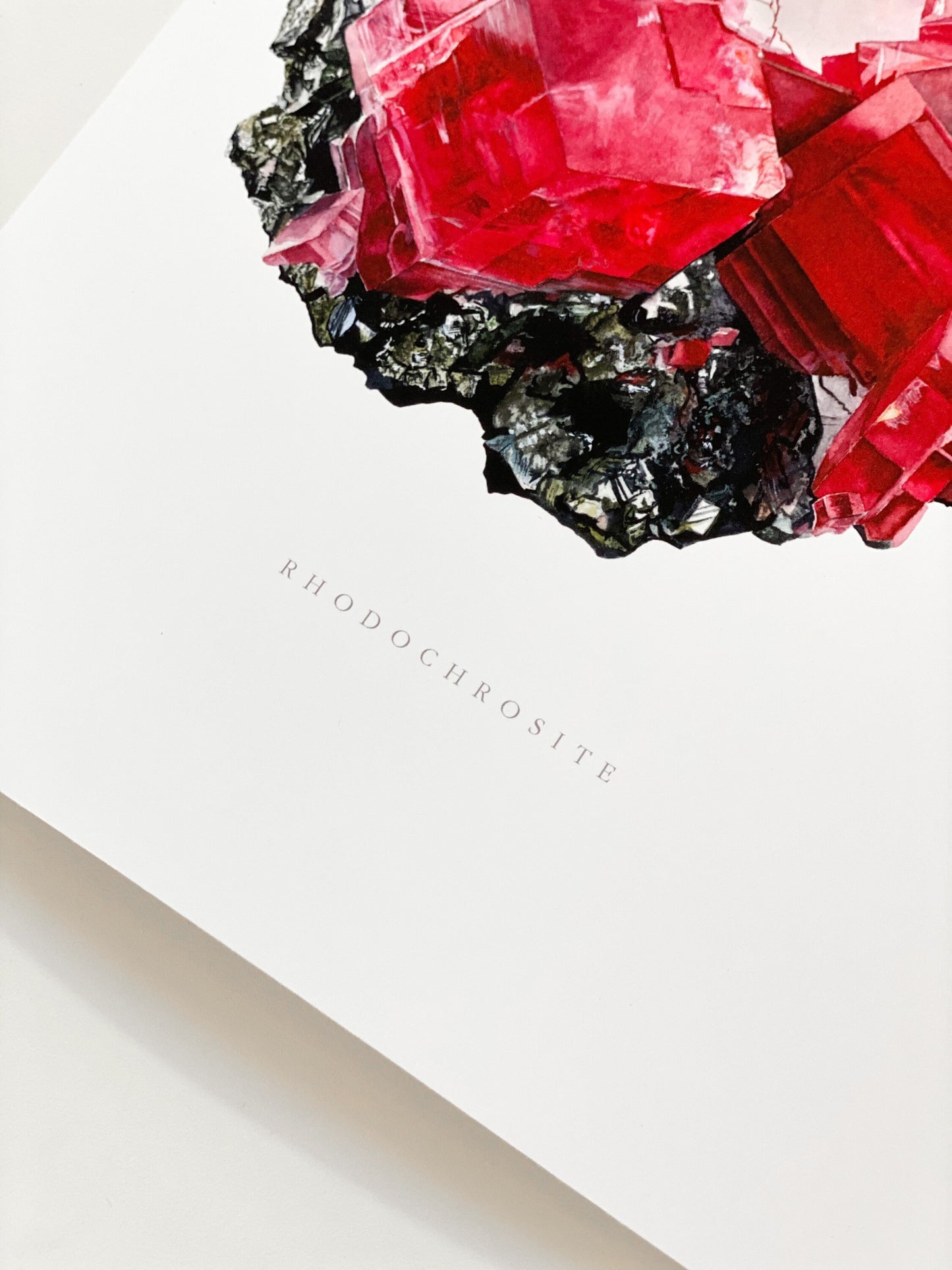 Sweet Home Mine Rhodochrosite Specimen Watercolor Painting- Mineral Painting, Crystal Art, Geology Print, Geology Artwork