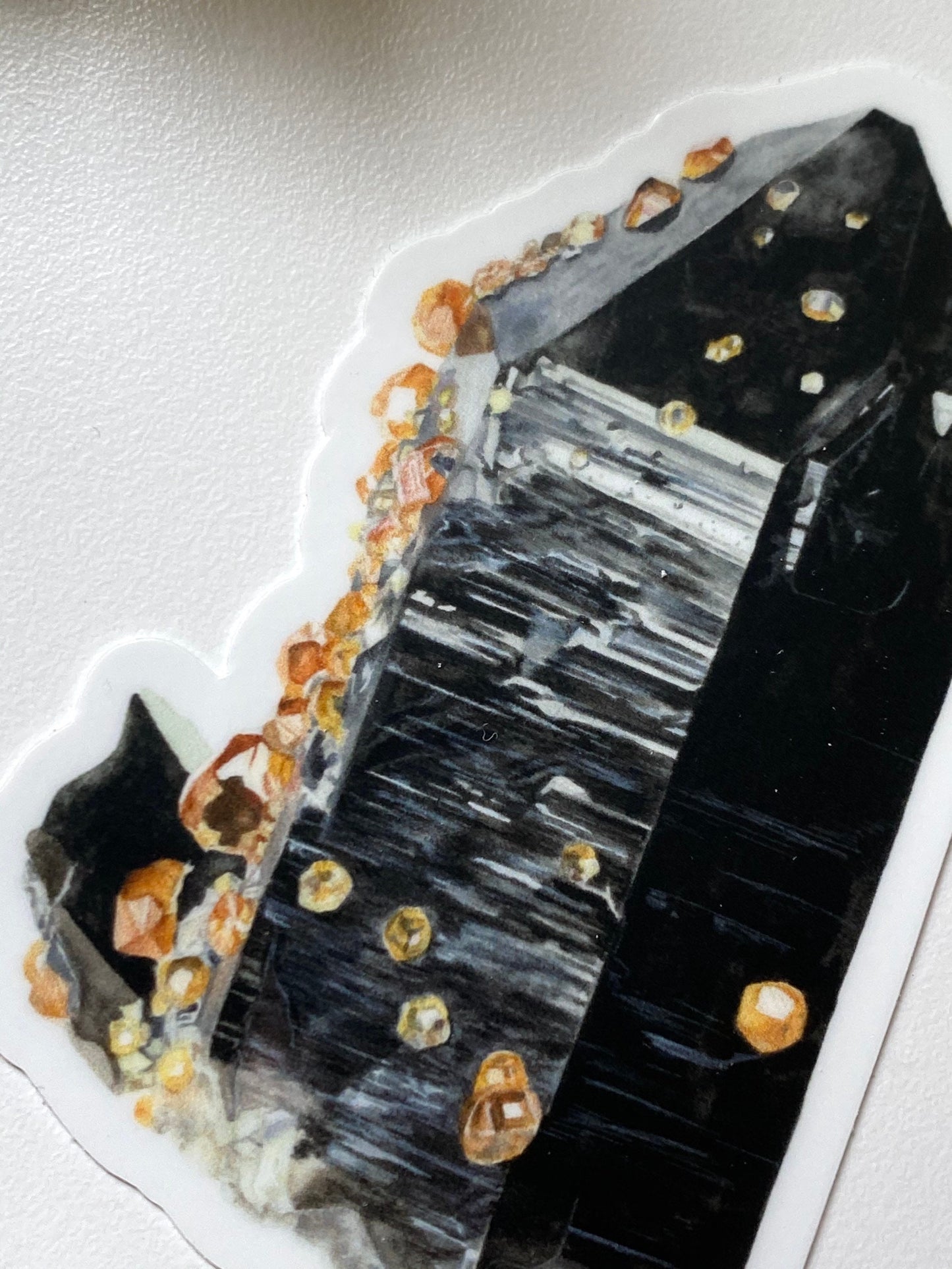 Smoky Quartz with Spessartine Garnet Sticker