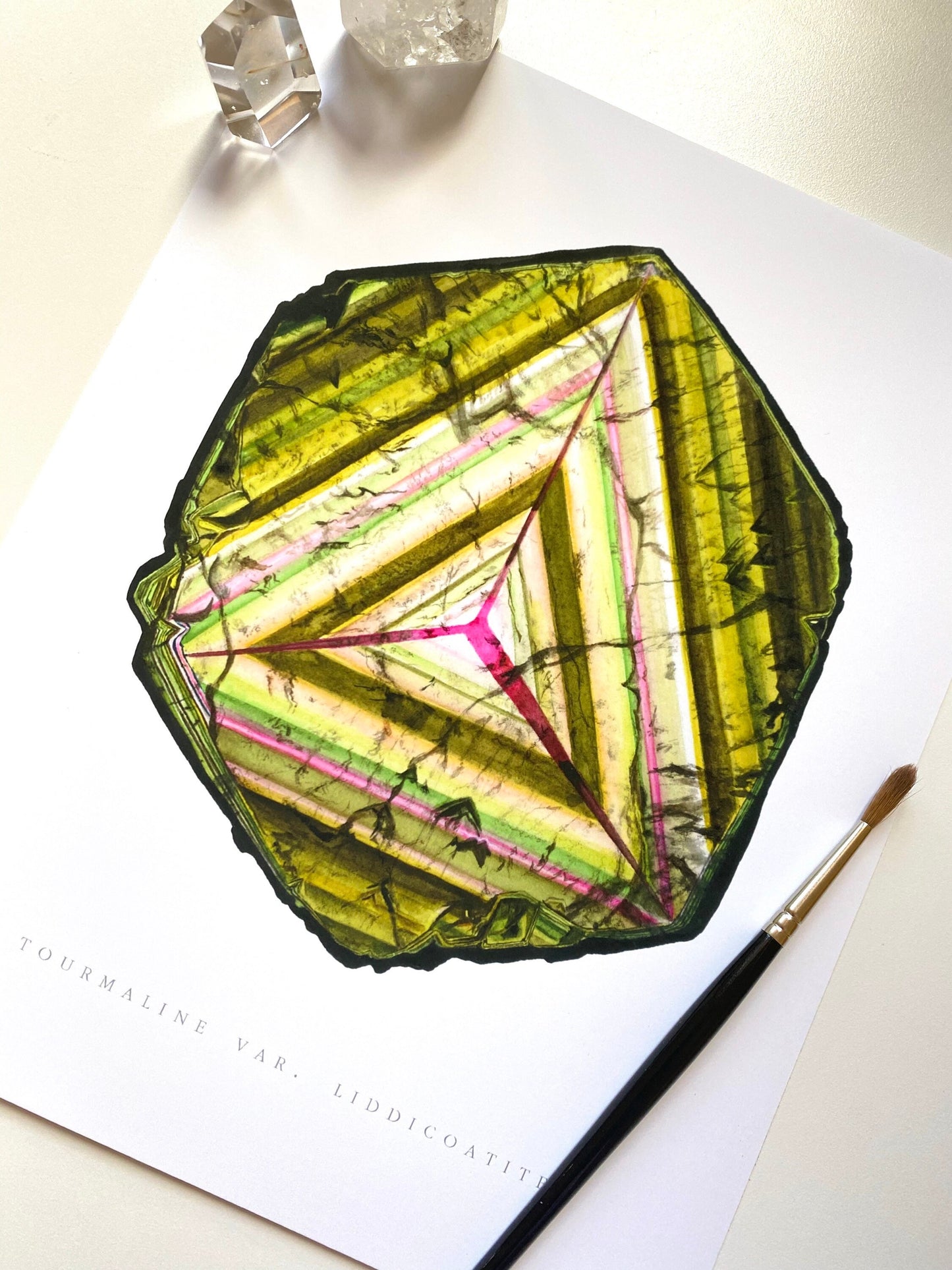 Watercolor Tourmaline Slice Giclee Print