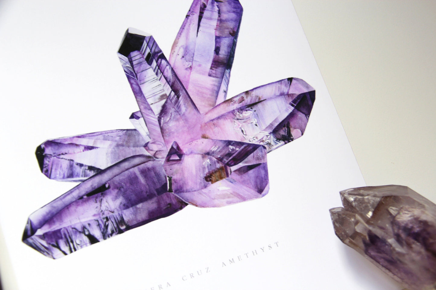 Vera Cruz Amethyst Watercolor Print- Amethyst Giclee Print- Watercolor Crystal Art, Mineral Art, Crystal Print