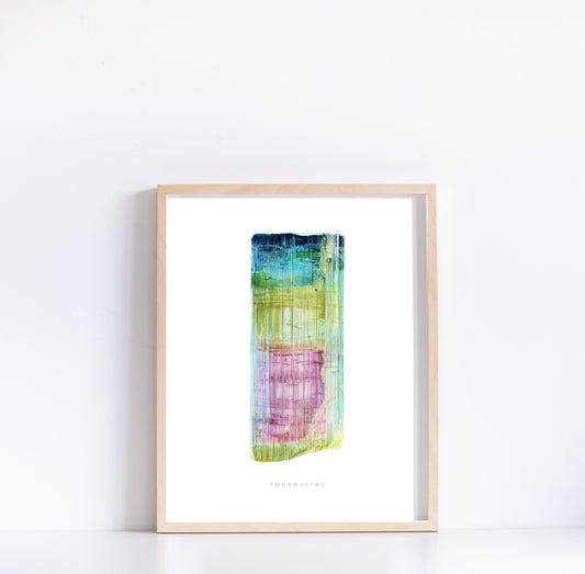 Blue-Capped Tourmaline Watercolor Print