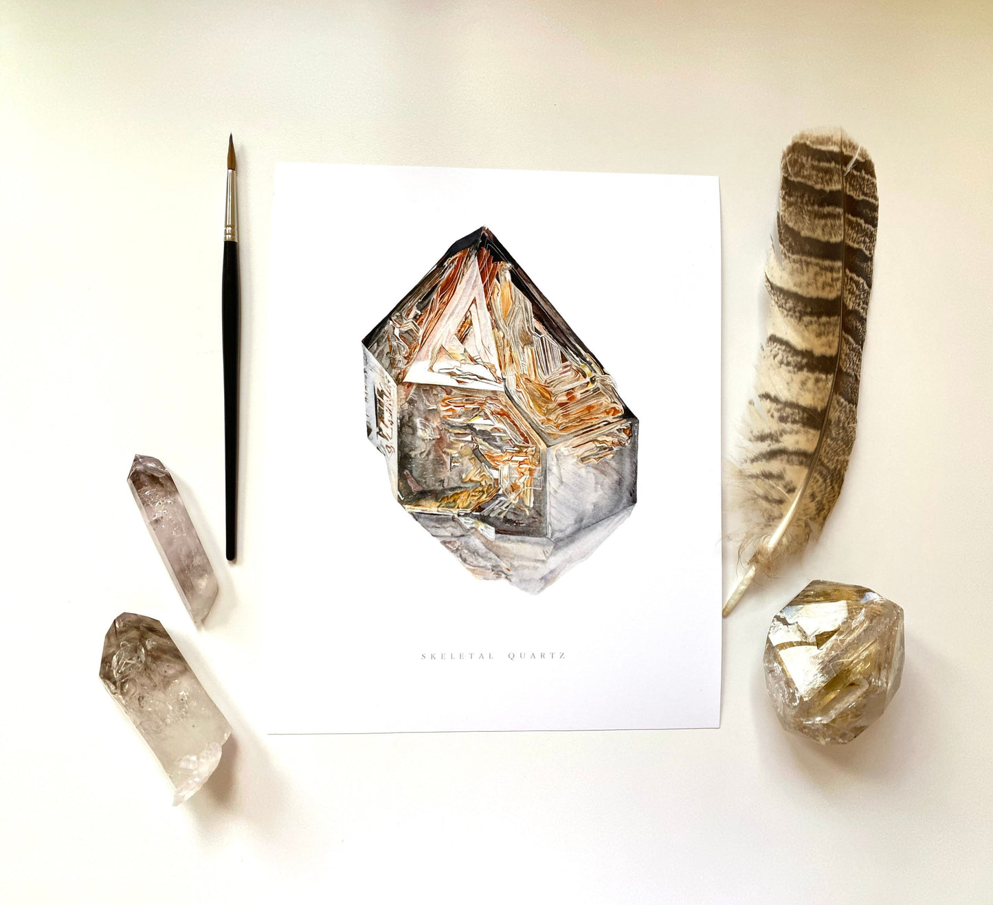 Skeletal Brandberg Quartz Watercolor Giclee Print