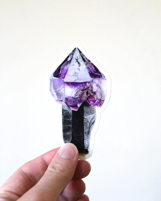 Little Gem Mine, Montana Amethyst-Smoky Scepter Watercolor Vinyl Sticker