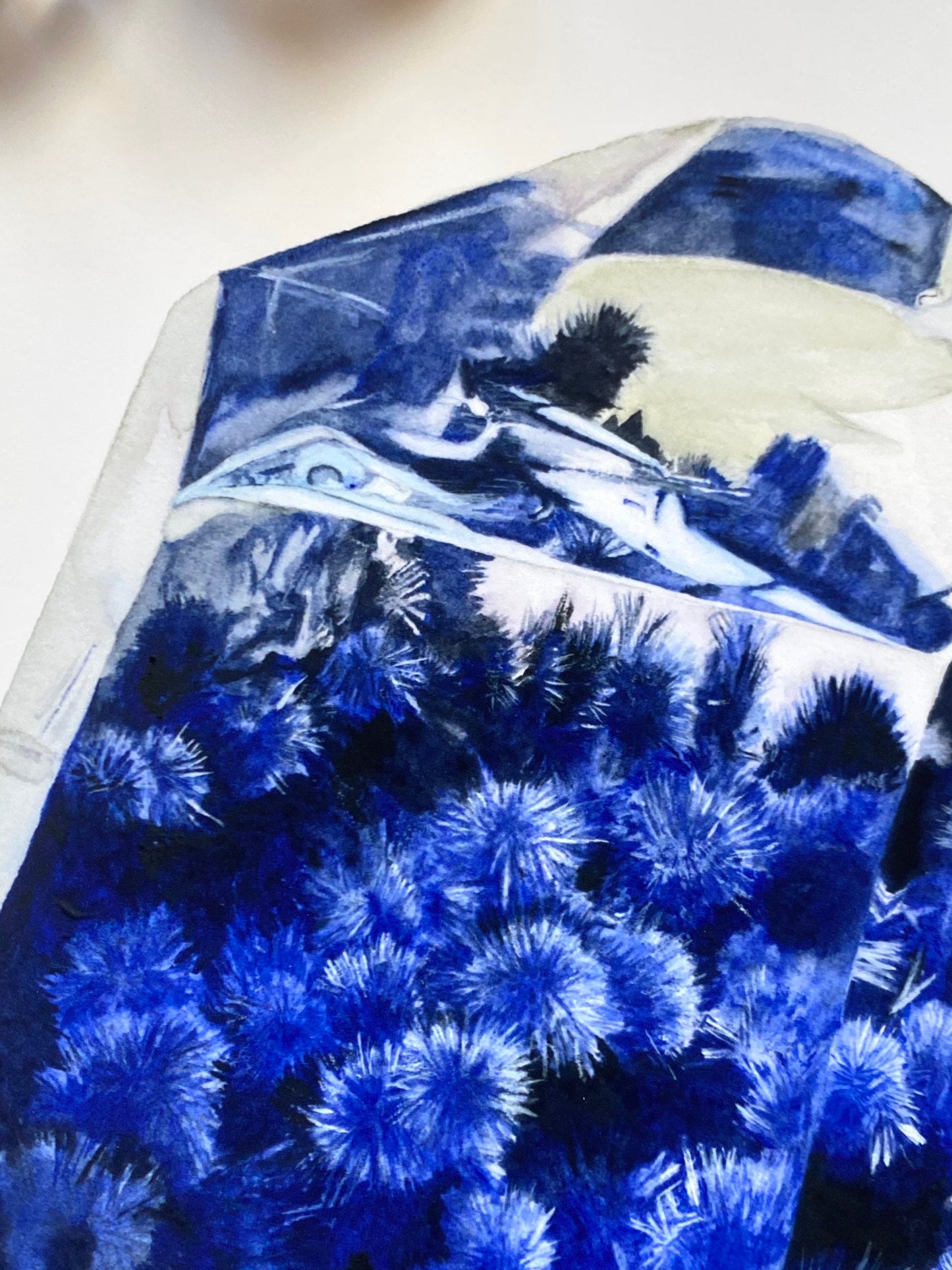Crystal Print- Watercolor Dumortierite Quartz Giclee Print- Watercolor Crystal Art, Crystal Painting, Mineral Art