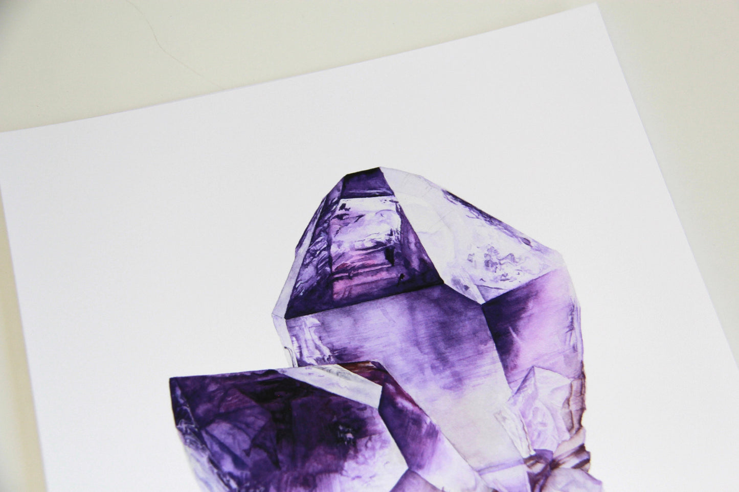 Crystal Art- Watercolor Amethyst Crystal Print 8"x10" - Watercolor Crystal Art- Crystal Painting- Mineral Art