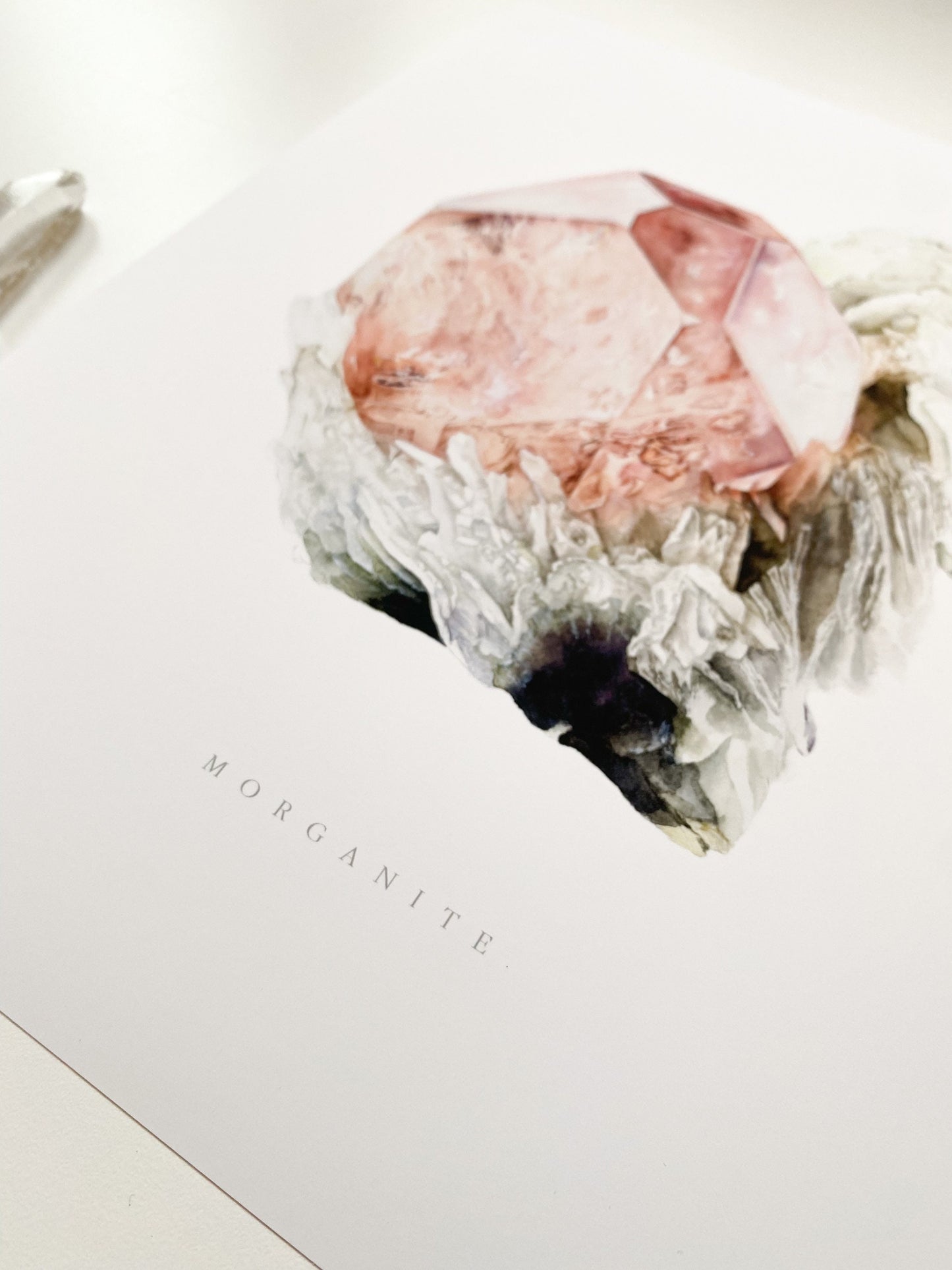 Watercolor Morganite Art Print, Crystal Art, Giclée Print, Mineral Art, Crystal Painting