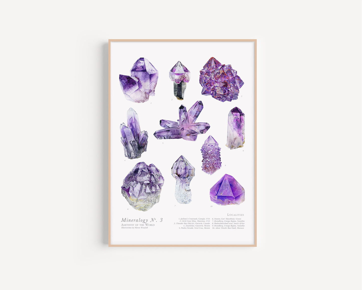 Mineralogy No. 3 Poster- Amethysts of the World