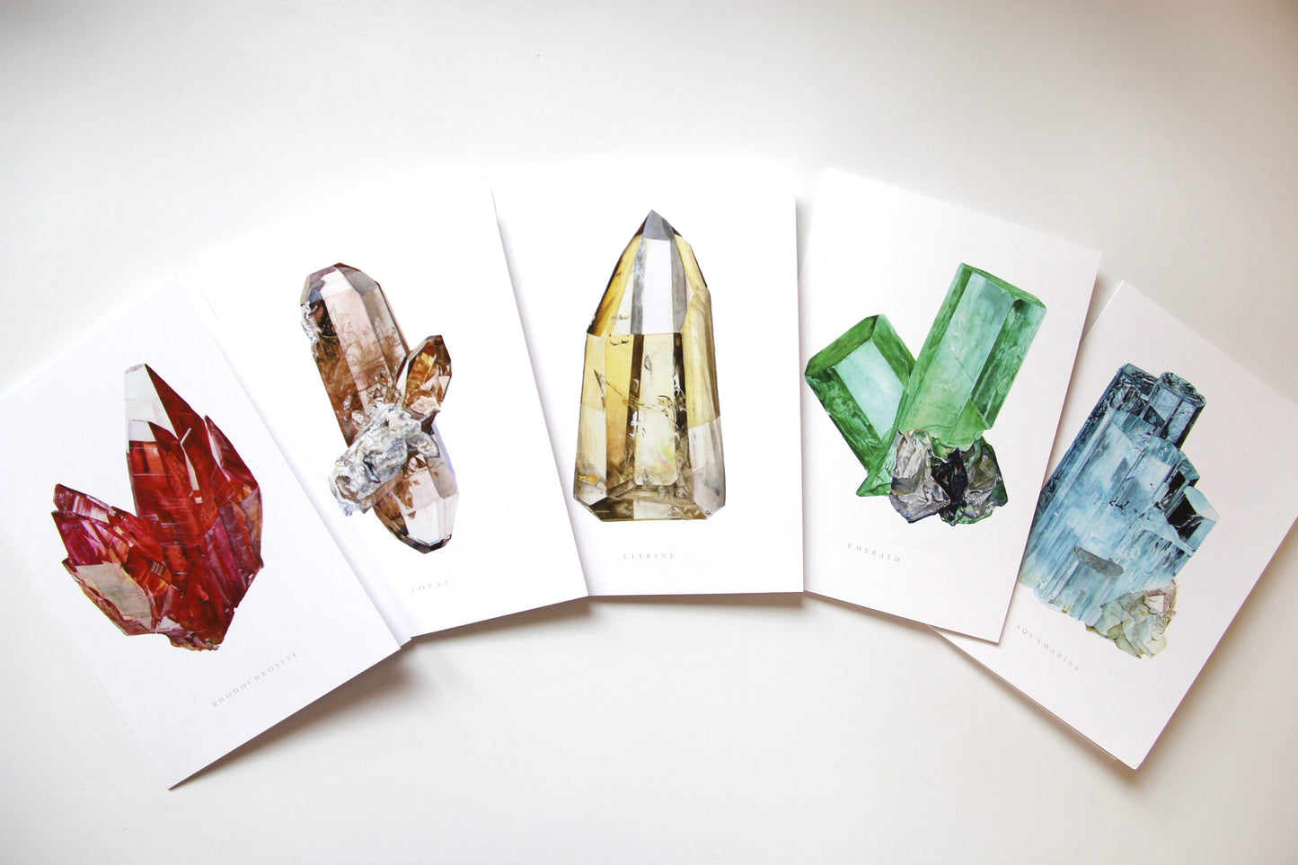Crystal Card Set- 10 Watercolor Crystal Greeting Cards