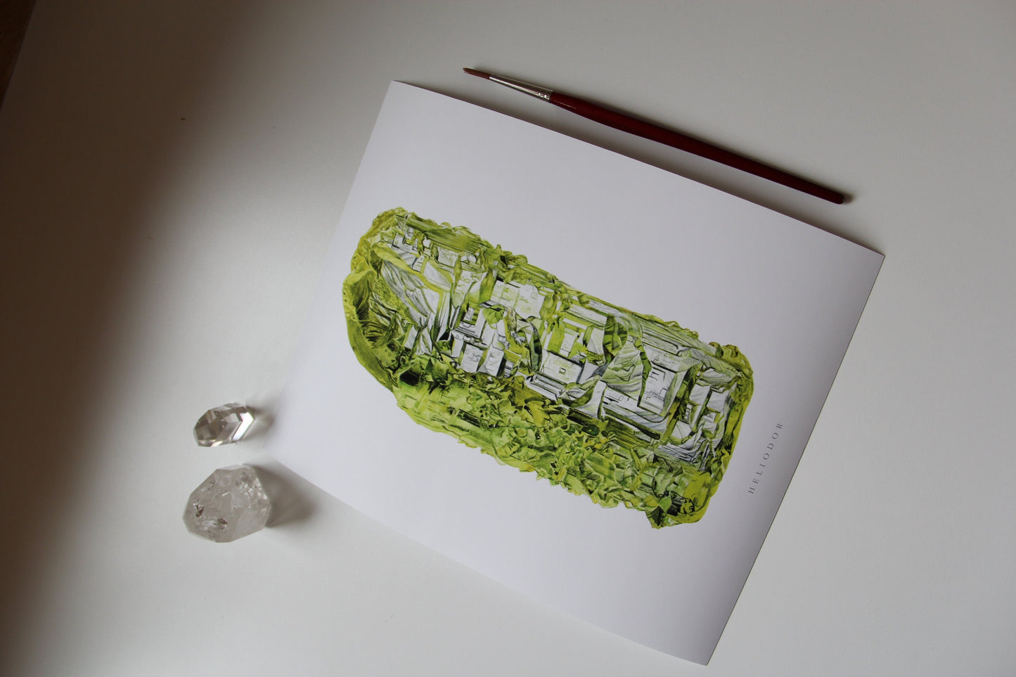 Geology Print- Heliodor Yellow Beryl Watercolor Art Print- Watercolor Giclée Geology Art, Mineral Painting, Gemstone Art, Crystal Print