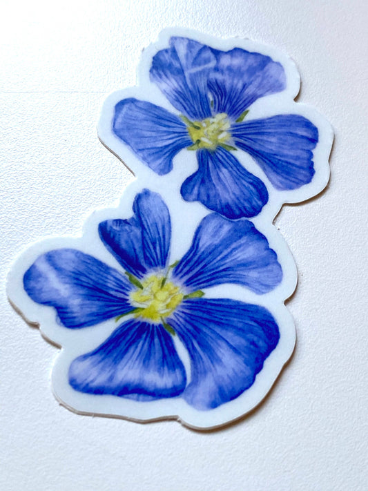 Blue Flax Watercolor Vinyl Sticker