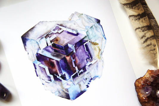 Watercolor Fluorite Giclee Print