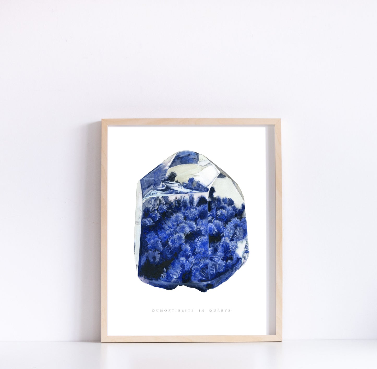 Crystal Print- Watercolor Dumortierite Quartz Giclee Print- Watercolor Crystal Art, Crystal Painting, Mineral Art