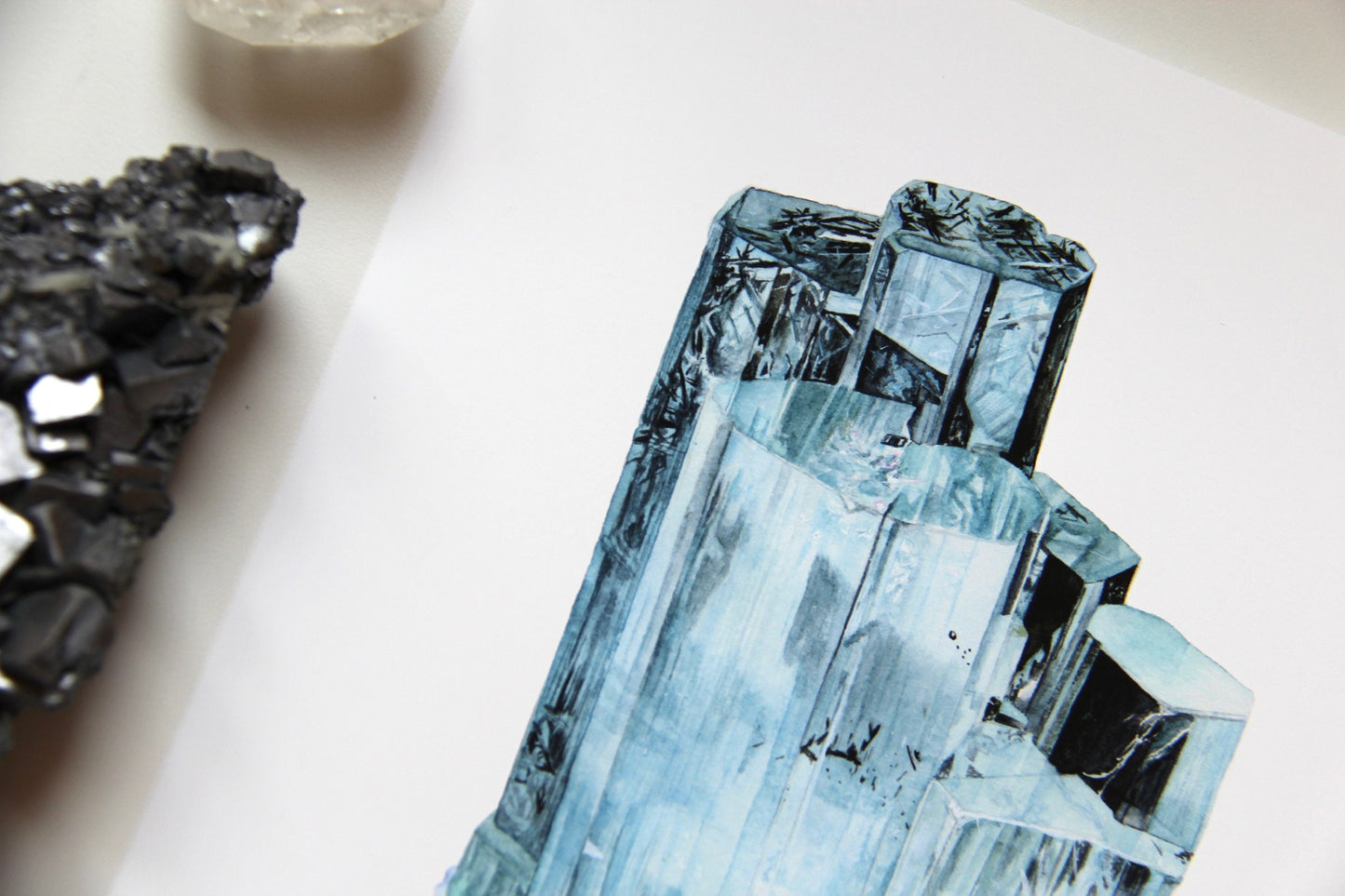 Watercolor Aquamarine Art Print, Crystal Art, Giclée Print, Mineral Art, Crystal Painting