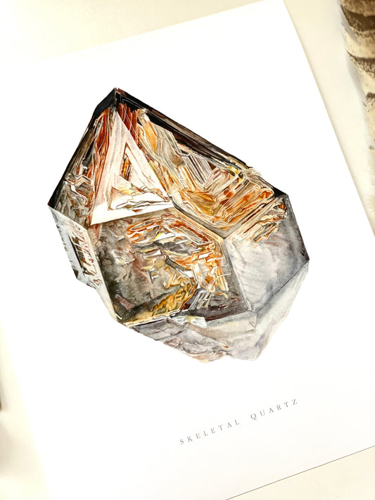 Skeletal Brandberg Quartz Watercolor Giclee Print