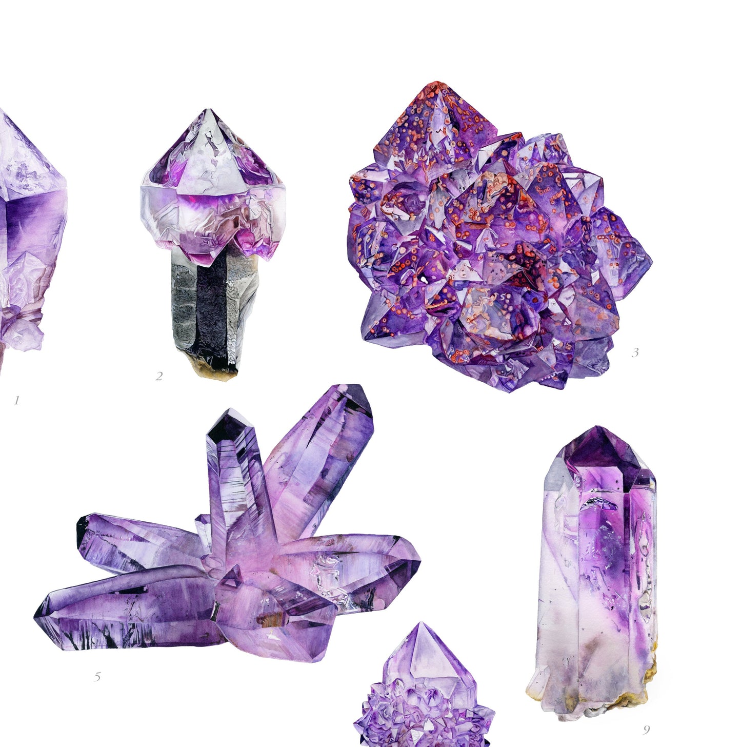 Mineralogy No. 3 Poster- Amethysts of the World