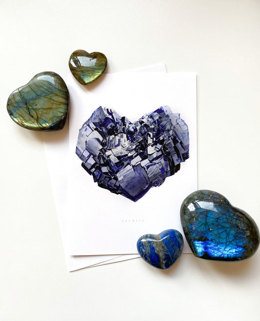 Valentines Card- 5"x7" Azurite Heart