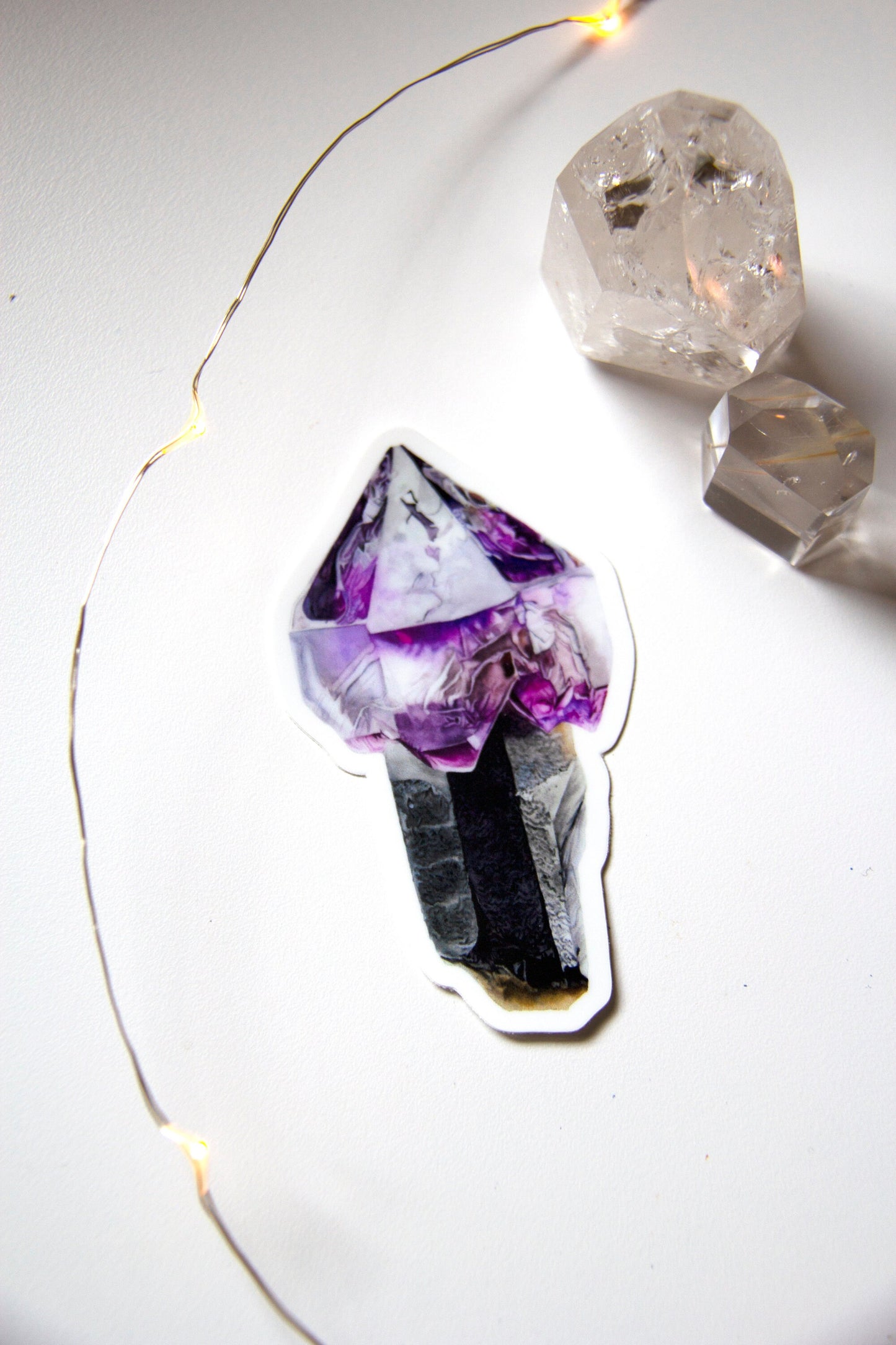 Little Gem Mine, Montana Amethyst-Smoky Scepter Watercolor Vinyl Sticker