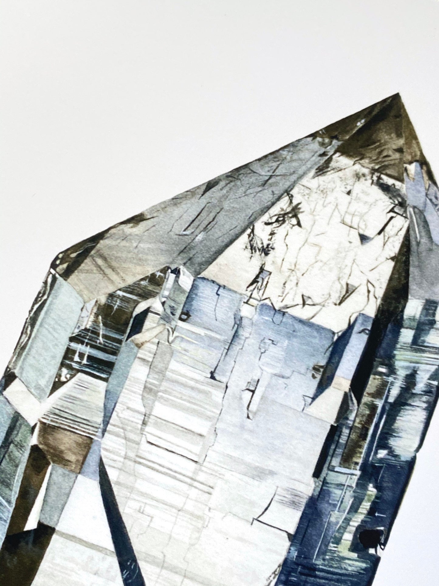 Crystal Print- Watercolor Swiss Smoky Quartz Giclee Print- Watercolor Crystal Art, Crystal Painting, Mineral Art