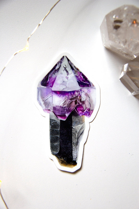 Little Gem Mine, Montana Amethyst-Smoky Scepter Watercolor Vinyl Sticker