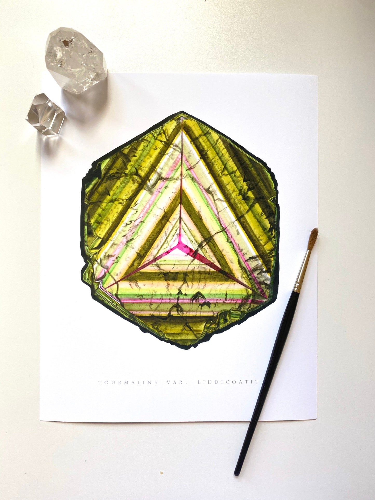 Watercolor Tourmaline Slice Giclee Print
