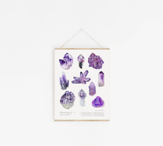 Mineralogy No. 3 Poster- Amethysts of the World