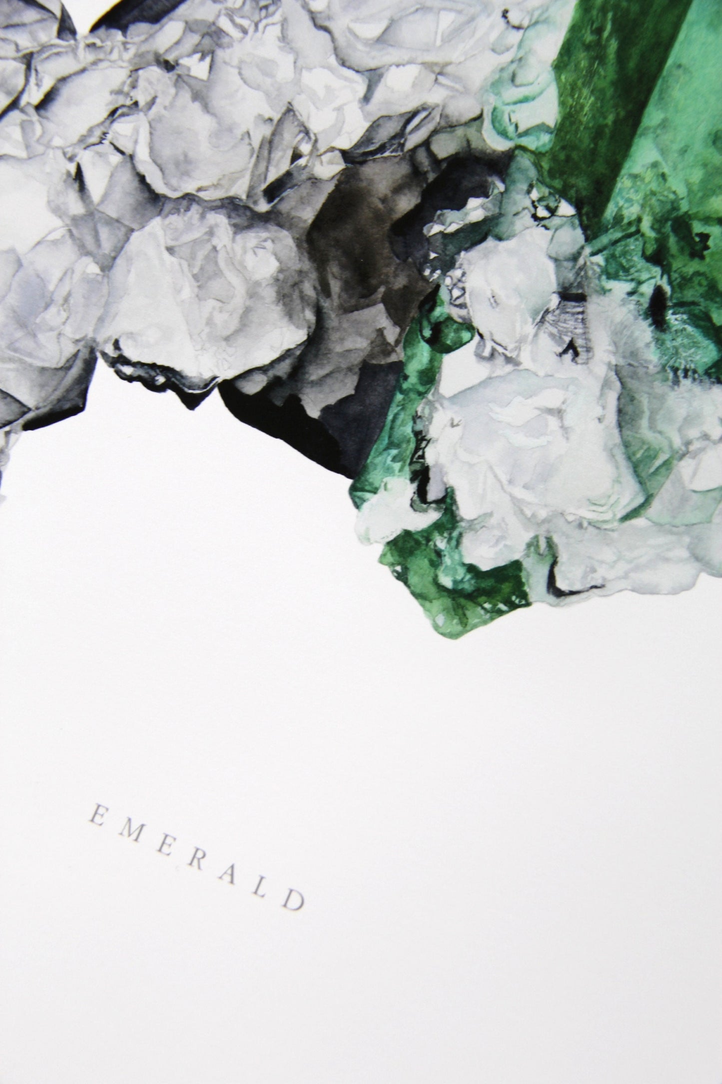 Emerald Crystal Art Print- Watercolor Crystal Wall Art, Boho Wall Art, Gemstone Painting, Mineral Art, Muzo Emerald Mineral Specimen