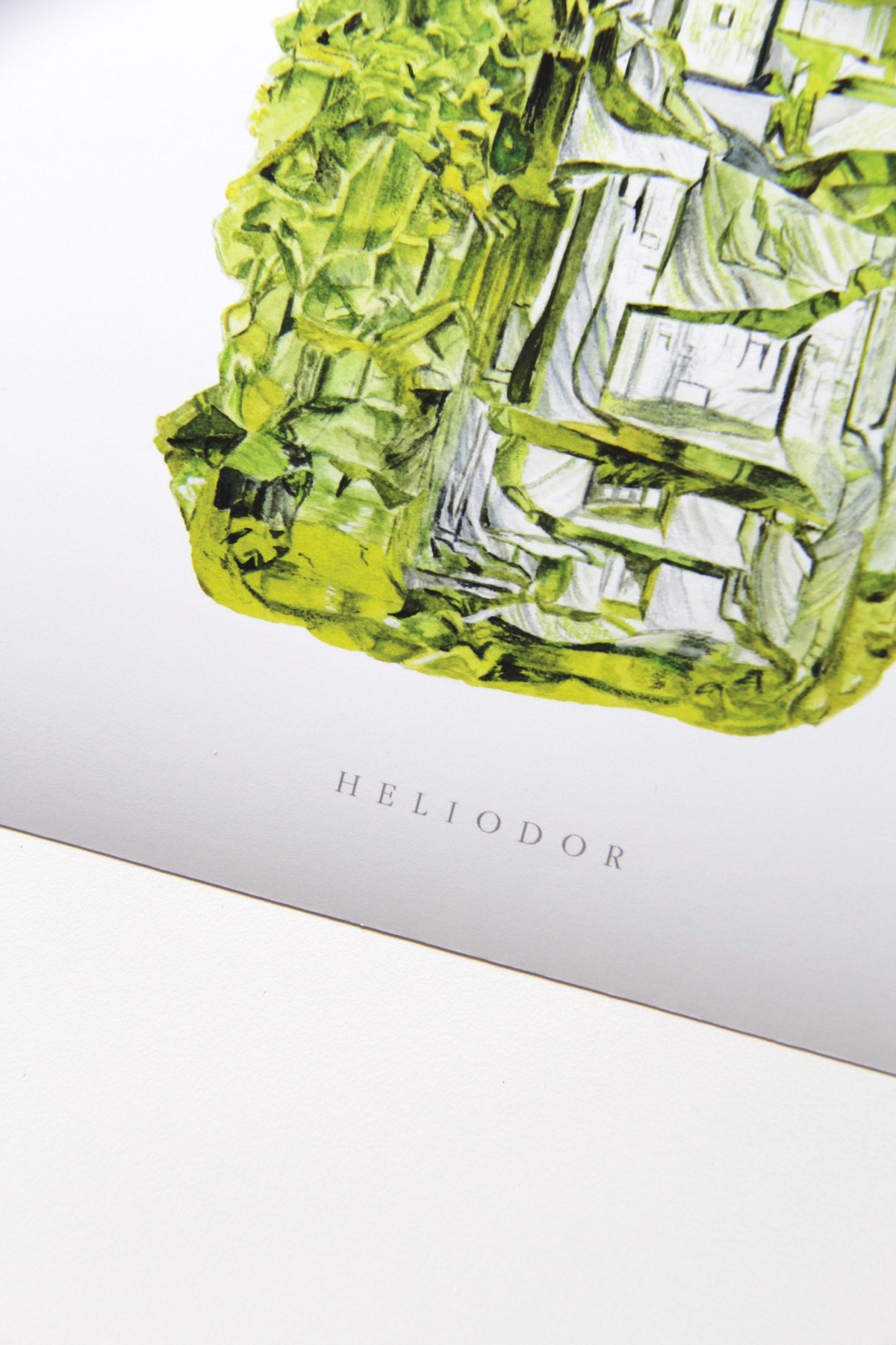 Geology Print- Heliodor Yellow Beryl Watercolor Art Print- Watercolor Giclée Geology Art, Mineral Painting, Gemstone Art, Crystal Print