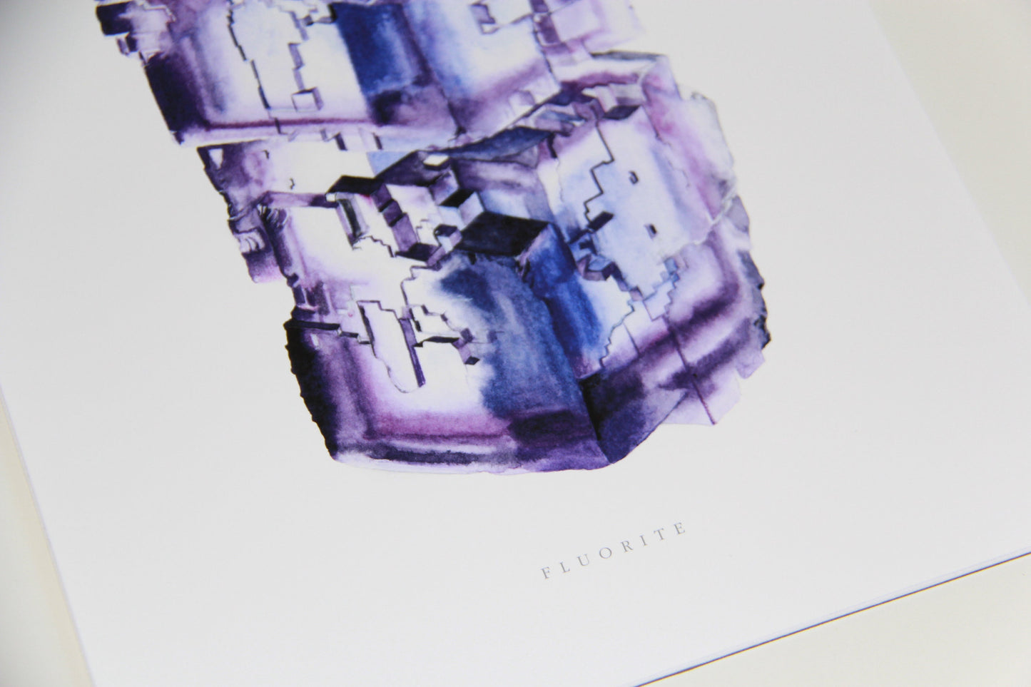Mineral Art- Watercolor Fluorite Crystal Art Print- Giclée Watercolor Crystal Print, Fluorite Specimen Painting, Crystal Art, Boho Art