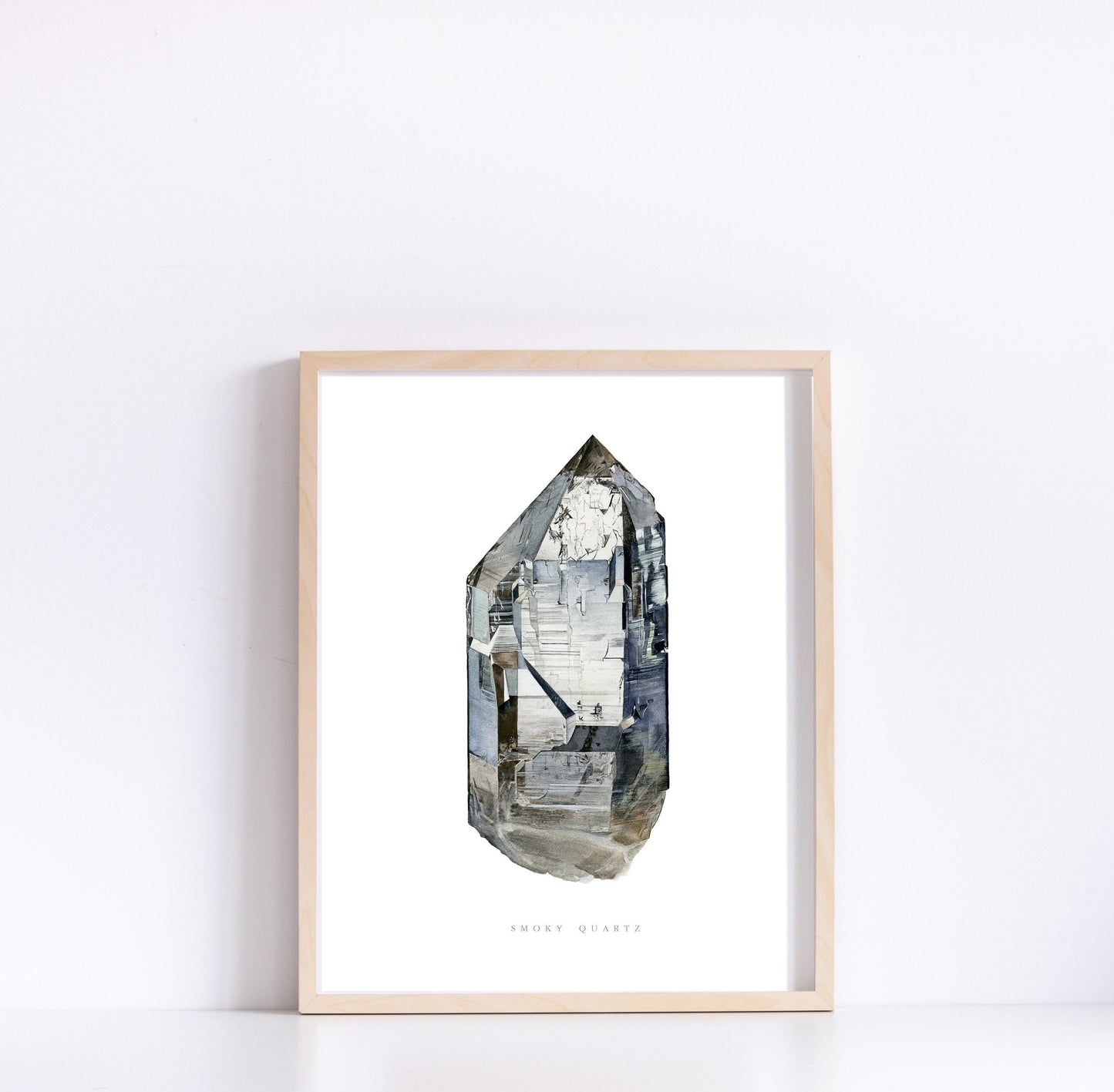 Crystal Print- Watercolor Swiss Smoky Quartz Giclee Print- Watercolor Crystal Art, Crystal Painting, Mineral Art