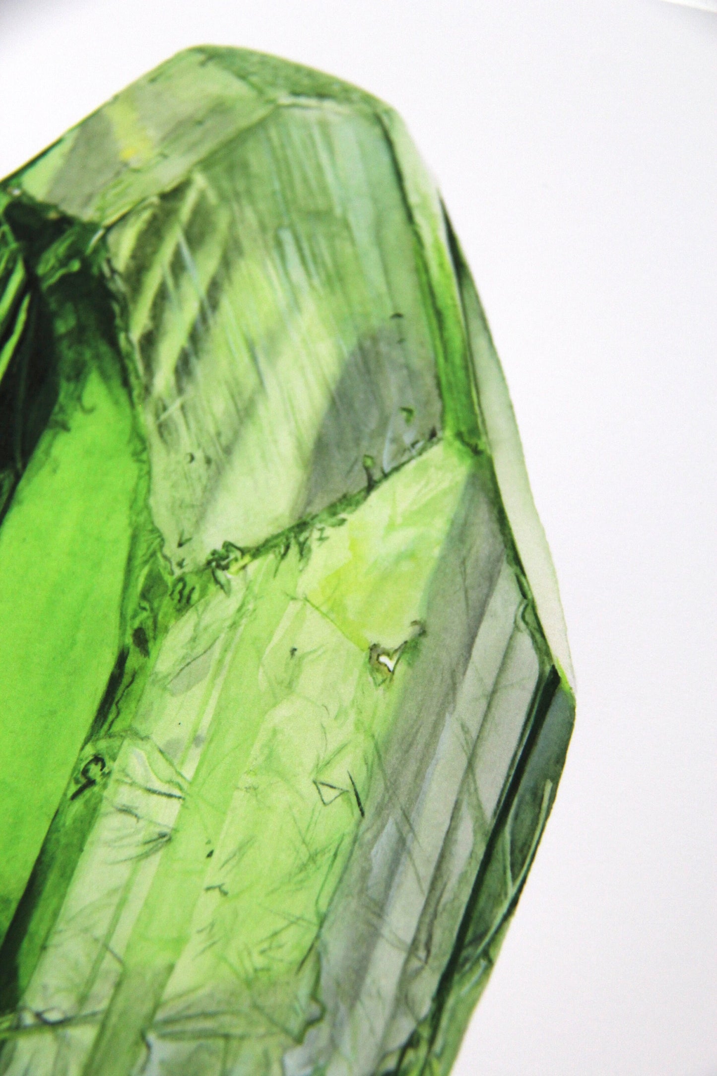 Peridot Crystal Watercolor Print- Geology Art Print, Crystal Print, Gemstone Print, August Birthstone
