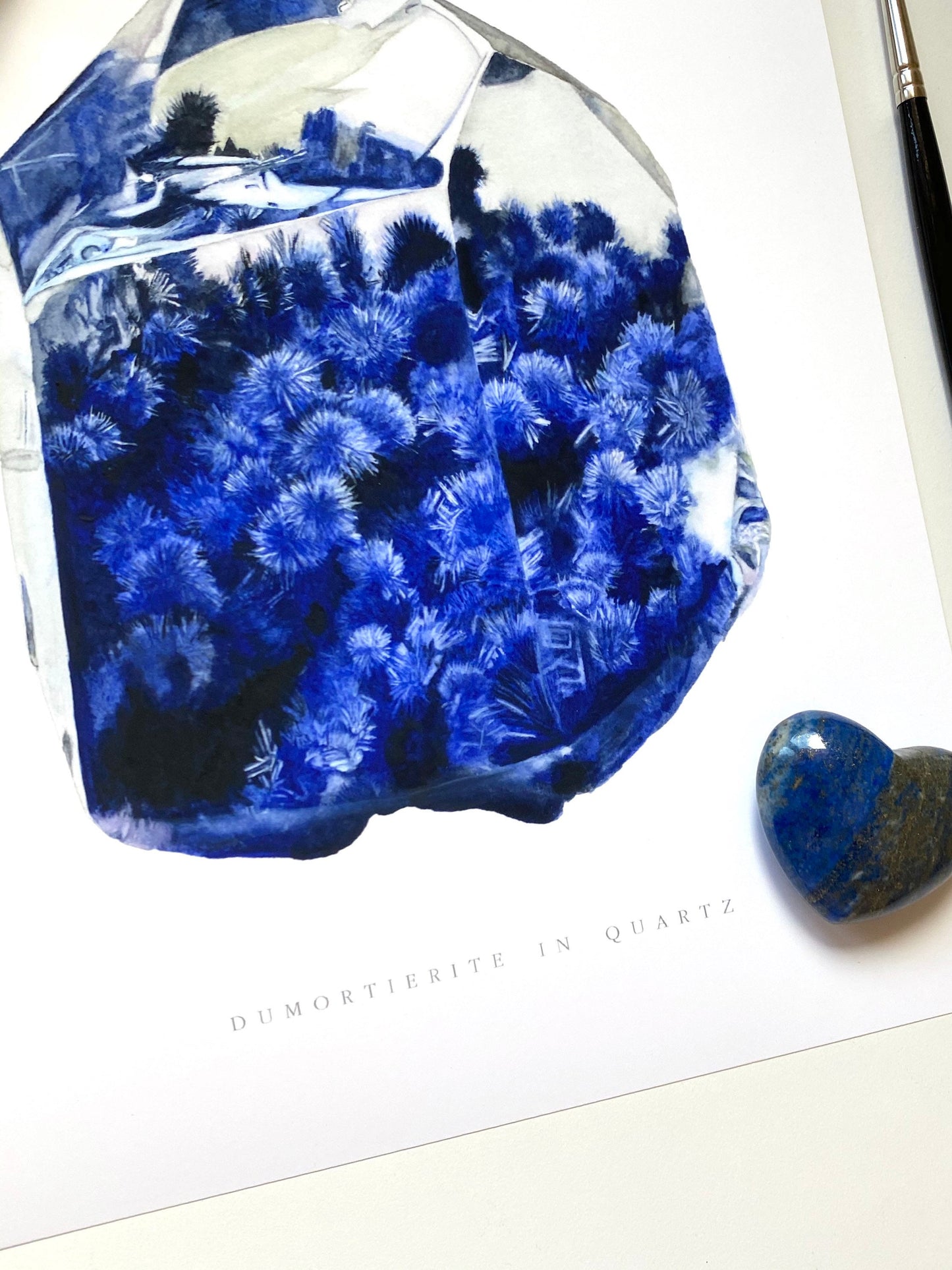 Crystal Print- Watercolor Dumortierite Quartz Giclee Print- Watercolor Crystal Art, Crystal Painting, Mineral Art