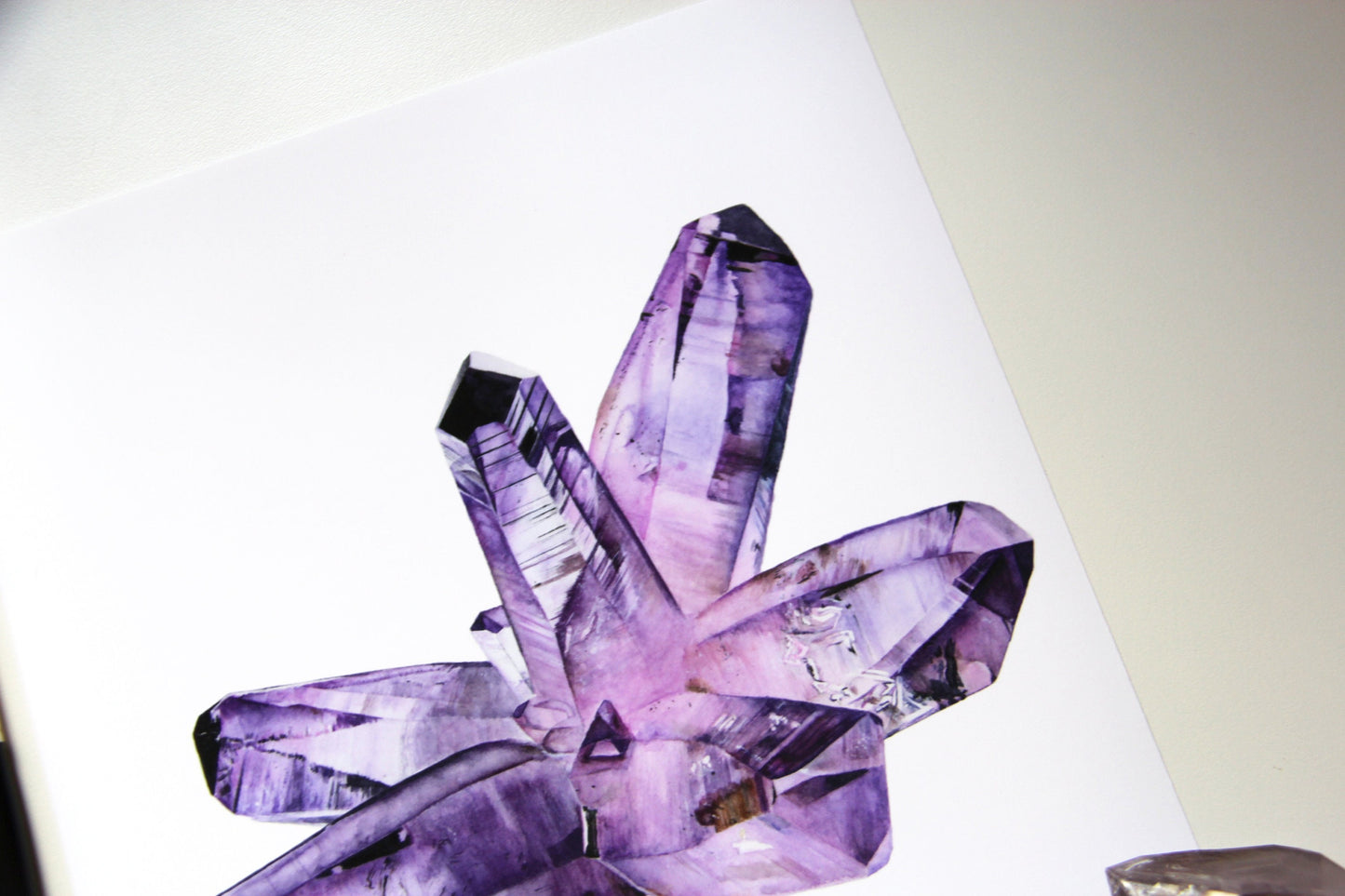 Vera Cruz Amethyst Watercolor Print- Amethyst Giclee Print- Watercolor Crystal Art, Mineral Art, Crystal Print