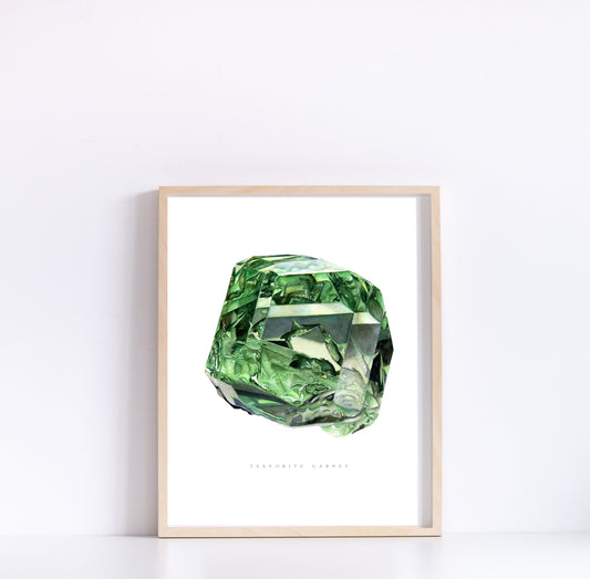 Tsavorite Green Garnet Watercolor Print