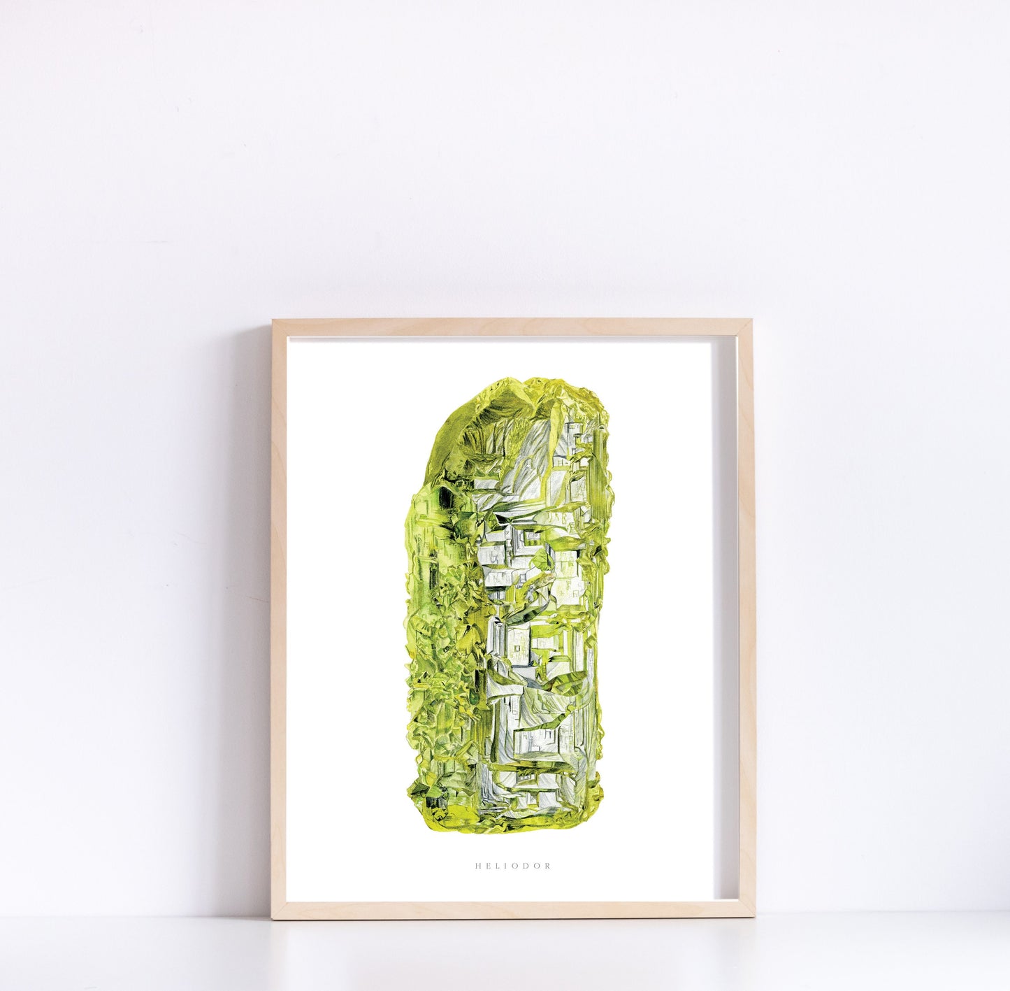 Geology Print- Heliodor Yellow Beryl Watercolor Art Print- Watercolor Giclée Geology Art, Mineral Painting, Gemstone Art, Crystal Print