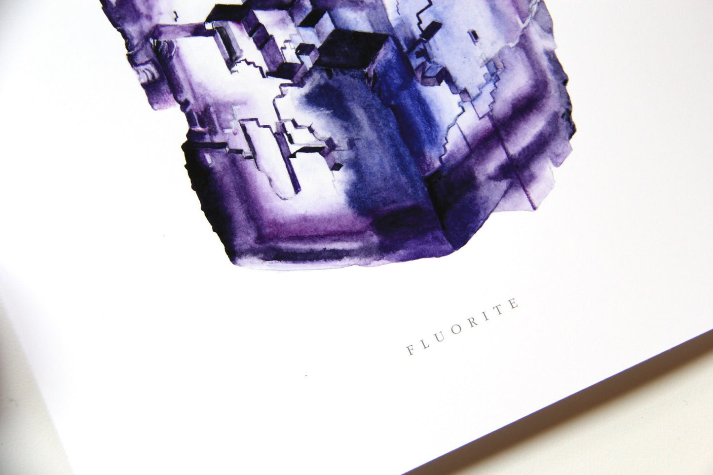 Mineral Art- Watercolor Fluorite Crystal Art Print- Giclée Watercolor Crystal Print, Fluorite Specimen Painting, Crystal Art, Boho Art