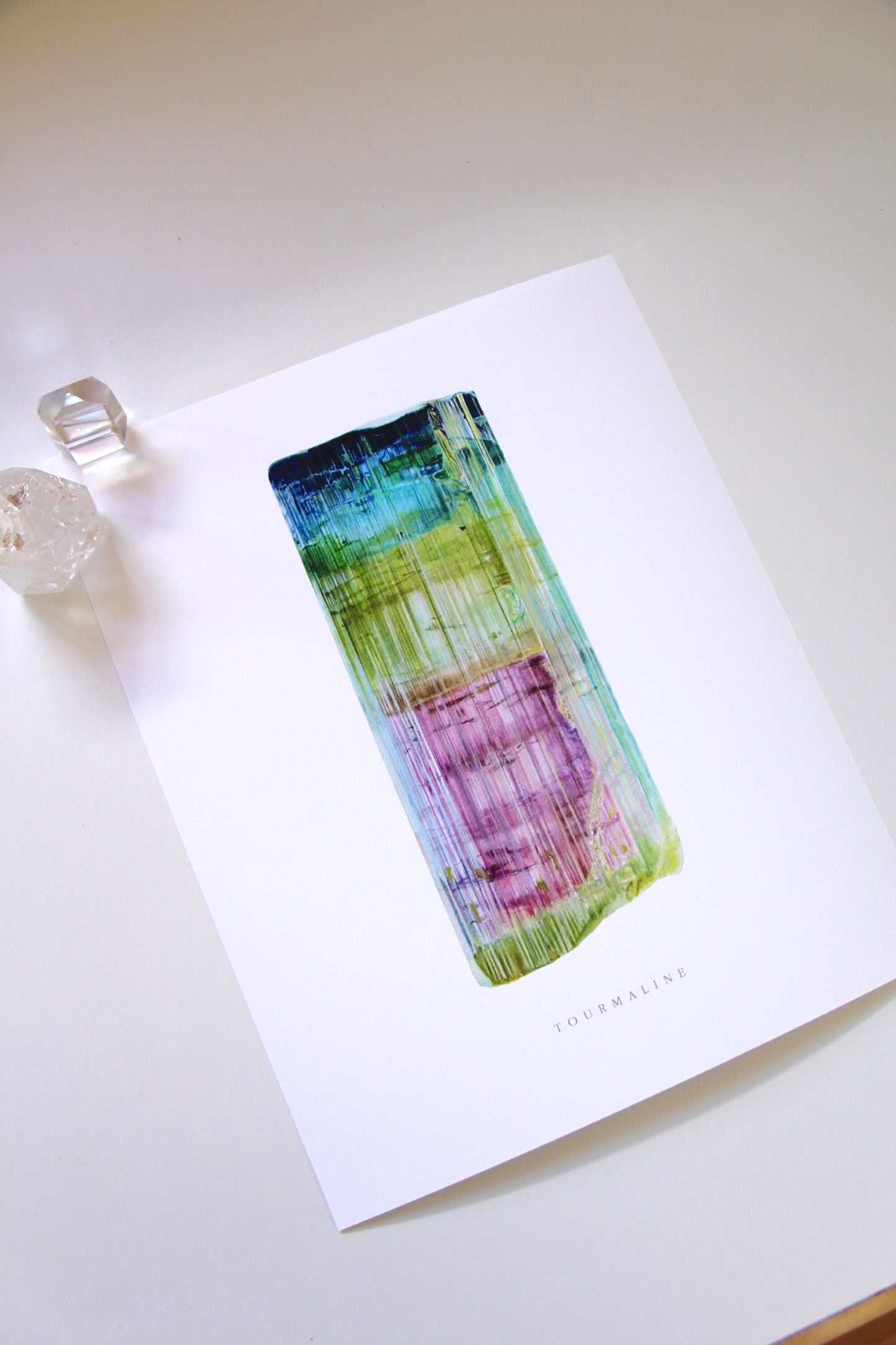 Blue-Capped Tourmaline Watercolor Print