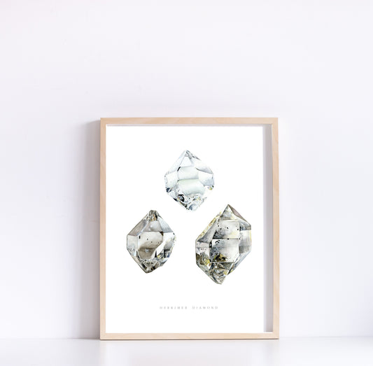 Herkimer Diamond Watercolor Print