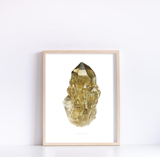 Crystal Print- Watercolor Congo Citrine- Kundalini Citrine Print, Geology Art, Crystal Painting