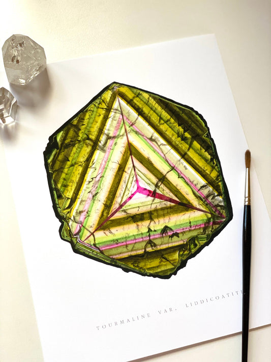 Watercolor Tourmaline Slice Giclee Print